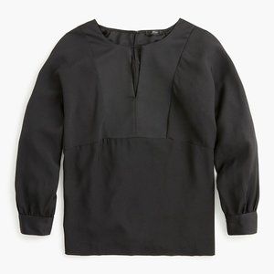 J Crew | Keyhole V-Neck Top in Satin Backed Crepe